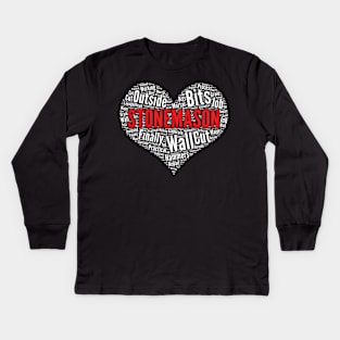 Stonemason Heart Shape Word Cloud Design print Kids Long Sleeve T-Shirt